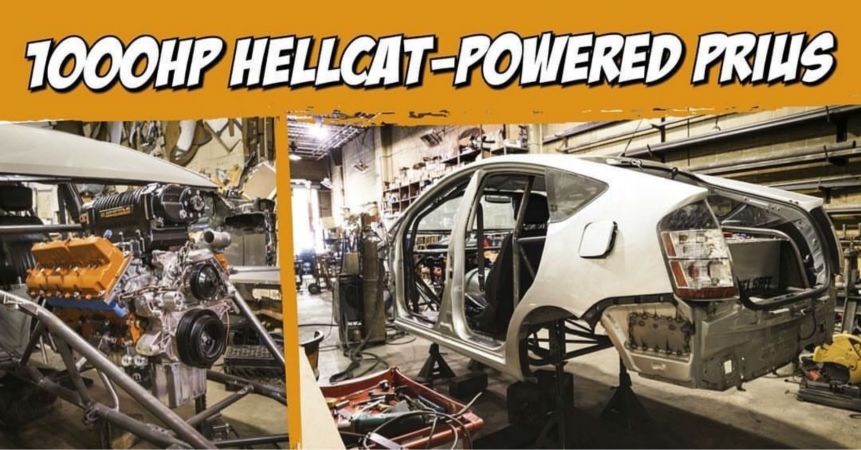 These Guys Are Swapping a 1,000-HP Hellcat Engine Into a Prius Because Why Not