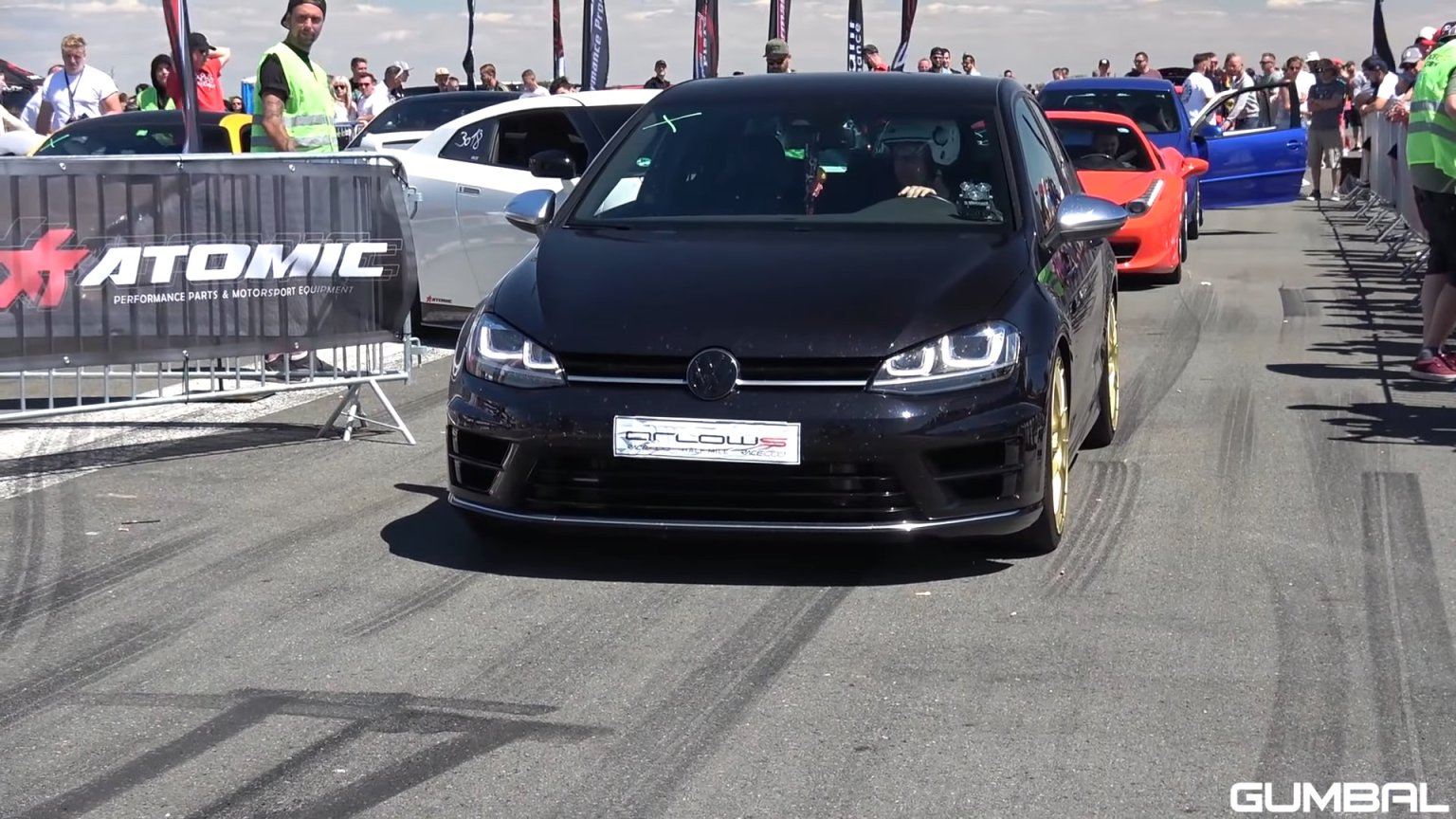 Rs3 Swapped Golf R Watch This RS3-Swapped, 591-HP Volkswagen Golf R Demolish a Drag Strip