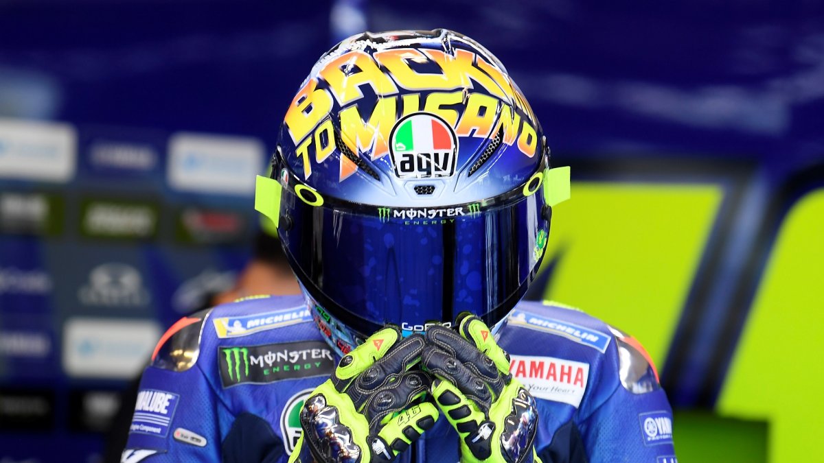 agv back to misano helmet Check Out Valentino Rossi's Time-Traveling 'Back to Misano' AGV Helmet for  MotoGP