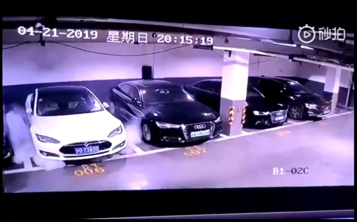 Watch a Tesla Model S Randomly Erupt Into a Ball of Fire While Parked