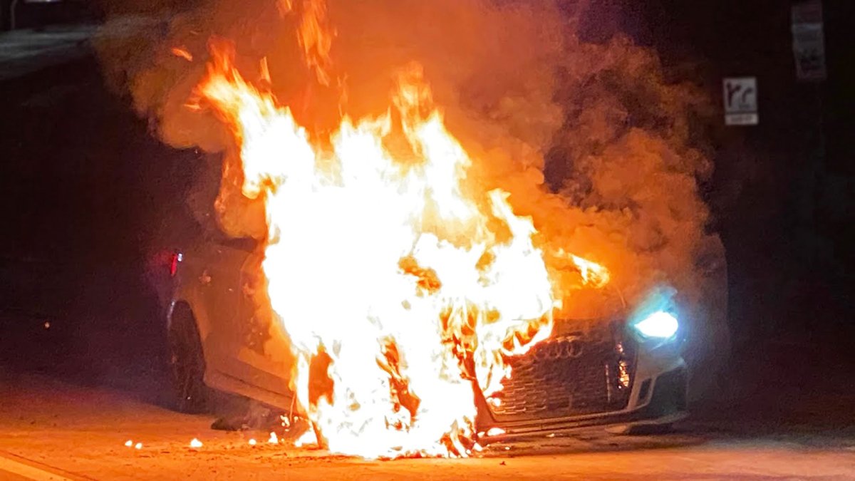 Watch This 1,100-HP Audi RS3 Catch Fire and Lose Its Brakes at 150 MPH