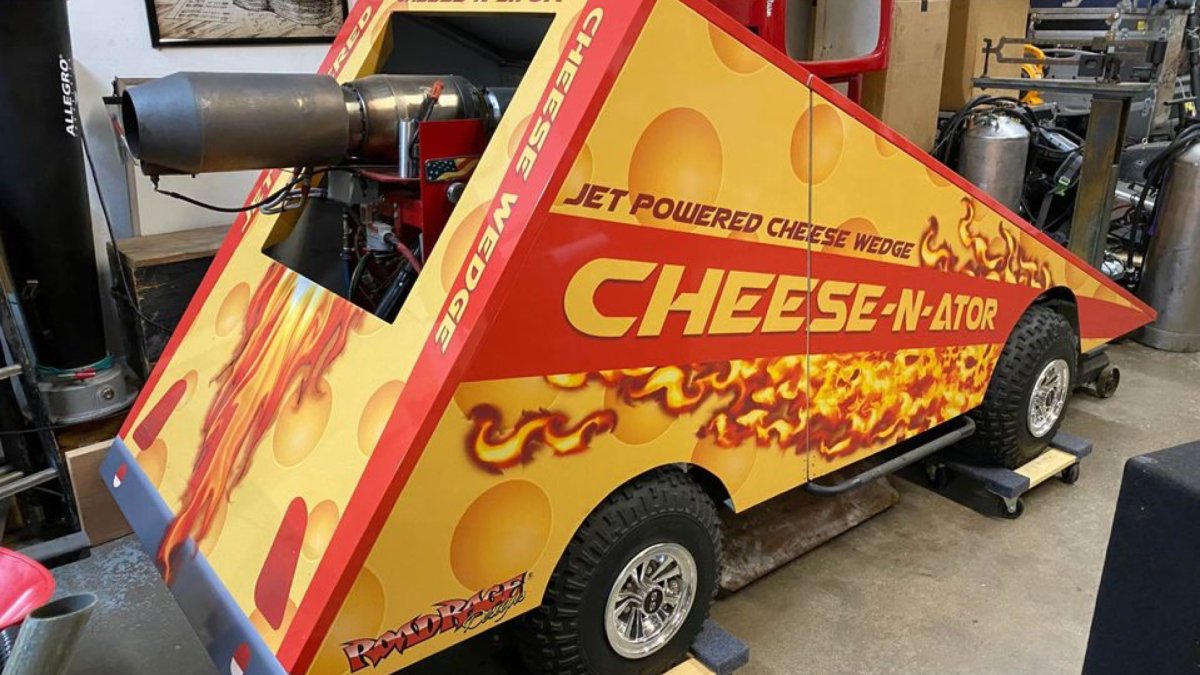 Cheesy Jet Of Course Someone In Wisconsin Built a Jet-Powered Cheese Wedge