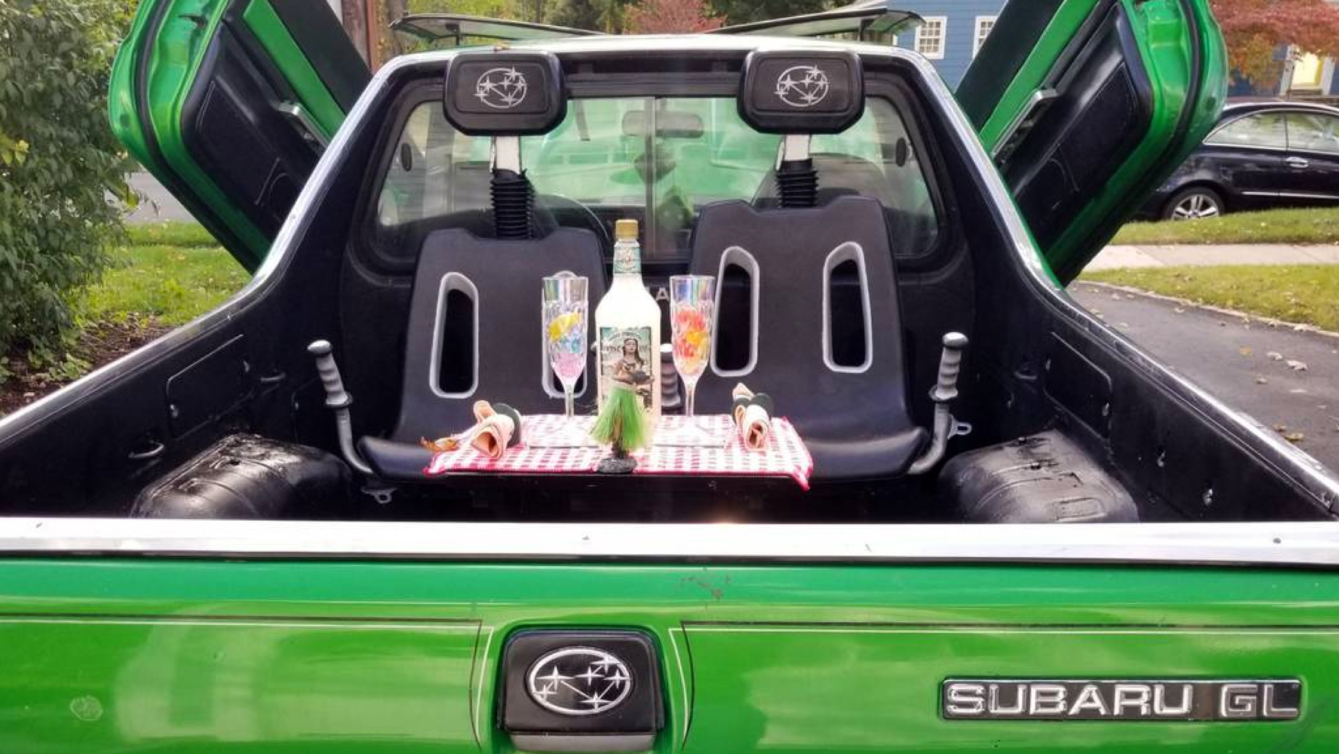 This Subaru Brat With Lambo Doors and a Picnic Table Is the Whimsy