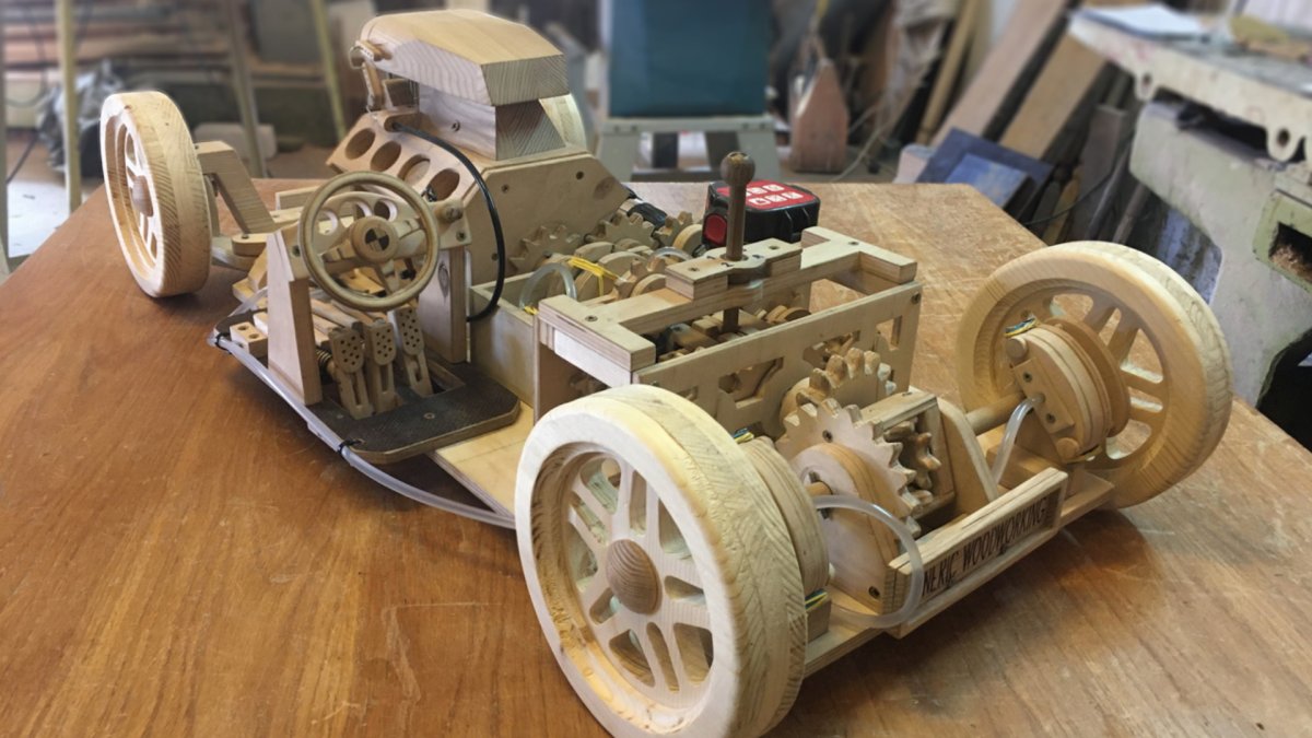 This Intricate Wooden Car With Working V8 Engine and Gearbox Was 