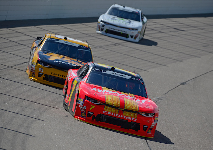 Justin Allgaier leads at Iowa